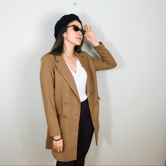 NEW BOUTIQUE Camel Tan Longline Long Blazer Coat - Picture 10 of 10